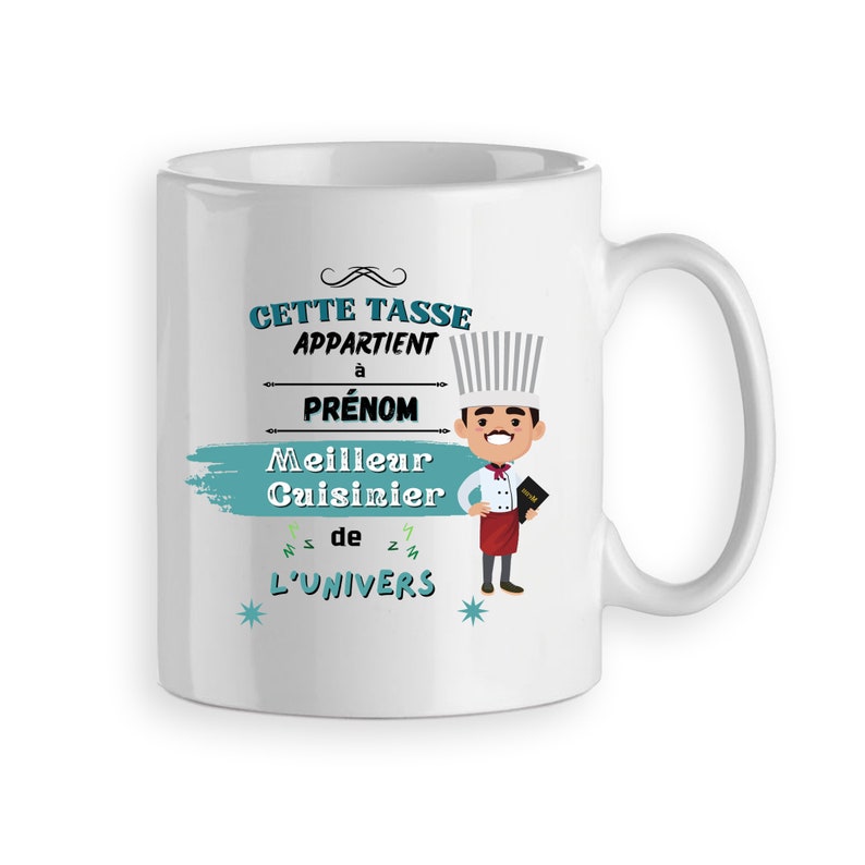 Mug Tasse cadeau pour la ou le Meilleur cuisinier ou cuisinière de l'univers cadeau personnalisé prénom homme femme image 1