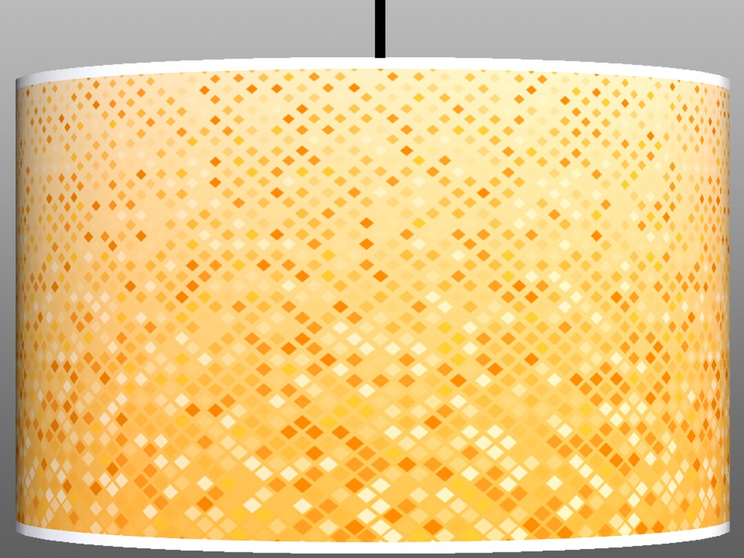 Halftone Pattern Drum Lamp Shade Ochre Mustard and Yellow Etsy