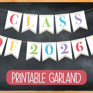 Printable Class of 2026 Banner | Kindergarten Graduation Banner | Daycare Graduation Party Decorations | Elementary School Graduation Sign