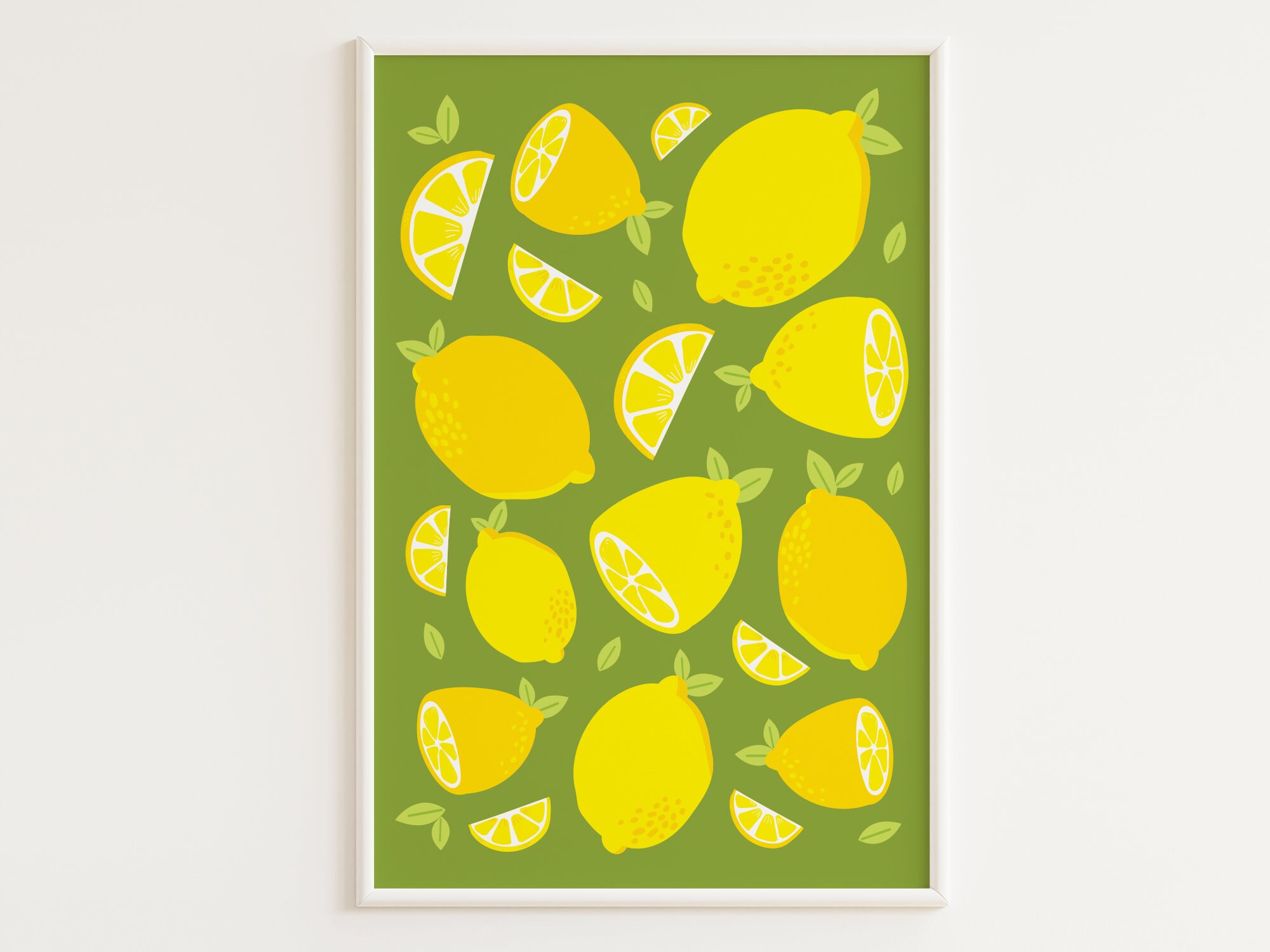 PRINTABLE Lemons Art | Lemons Print | Printable Summer Wall Decor | Green Kitchen Prints | Bright Wall Prints | Printable Green Wall Art