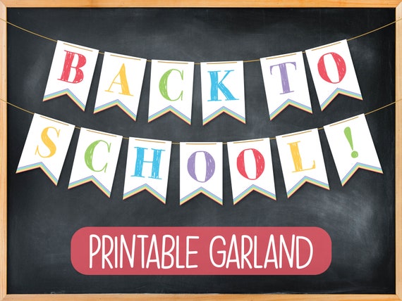 Printable Back to School Banner Paper Garland Printable Bunting Back to  School Sign Rainbow Printable Digital Download 