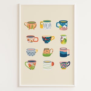 Tea/Coffee Print | Mugs | Teacups | Scandi | Mid-Century Posters | Kitchen Prints | Housewarming Gift | Tea Print | Coffee Poster | Tea Art
