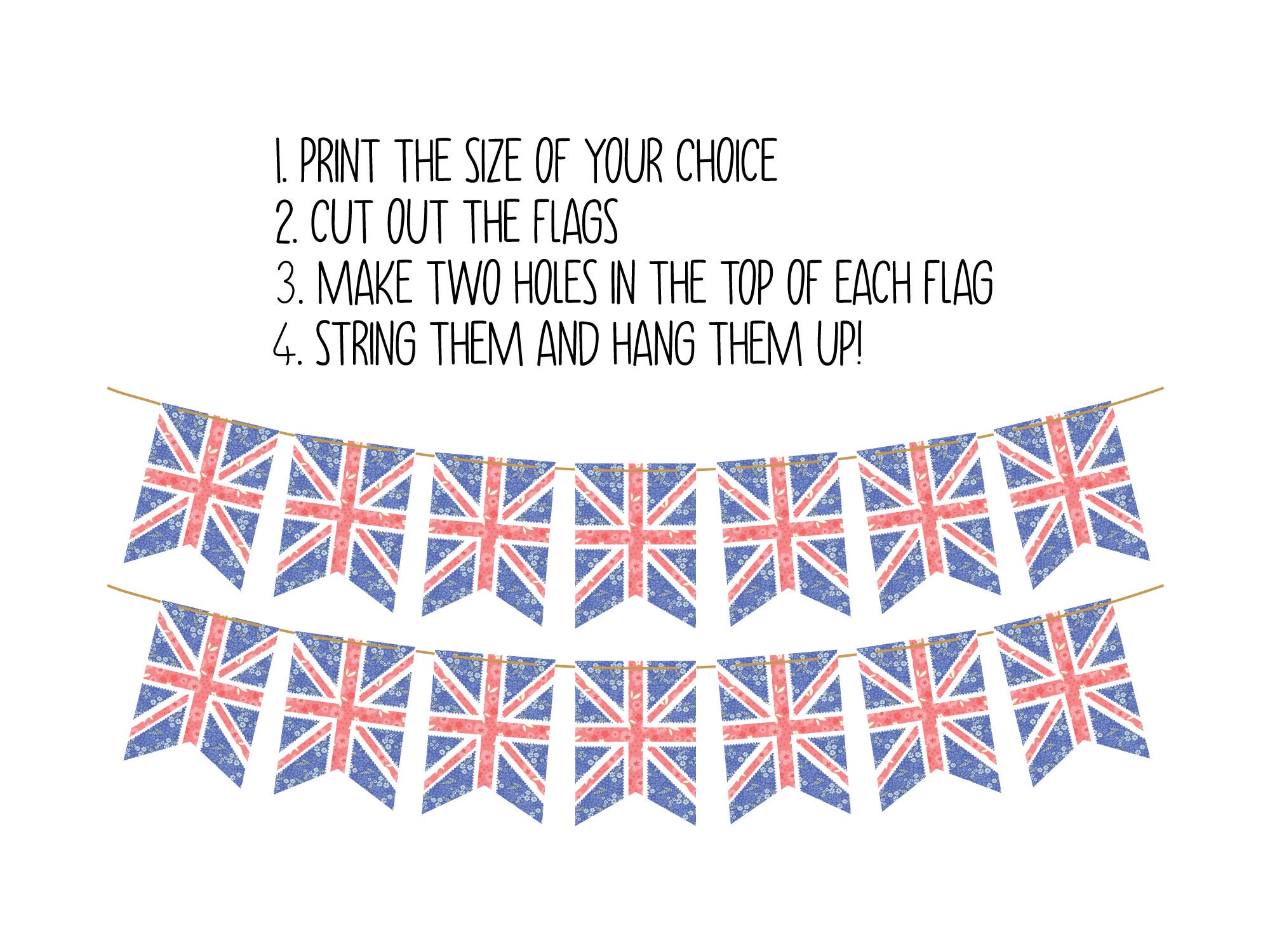Printable Union Jack Bunting | Floral Union Jack Bunting | British Flag ...
