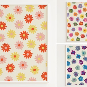 Retro Flower Print | Vintage Flower Print | Groovy Prints | 70s Wall Art | 60s Daisy Print | Floral Wall Decor | Flower Power Art | Poster