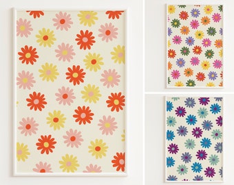 Retro Blumen Print | Vintage Blumen Print | Groovy Drucke | 70er Jahre Wandkunst | 60er Jahre Daisy Print | Blumenwanddekor | Flower Power Kunst | Plakat