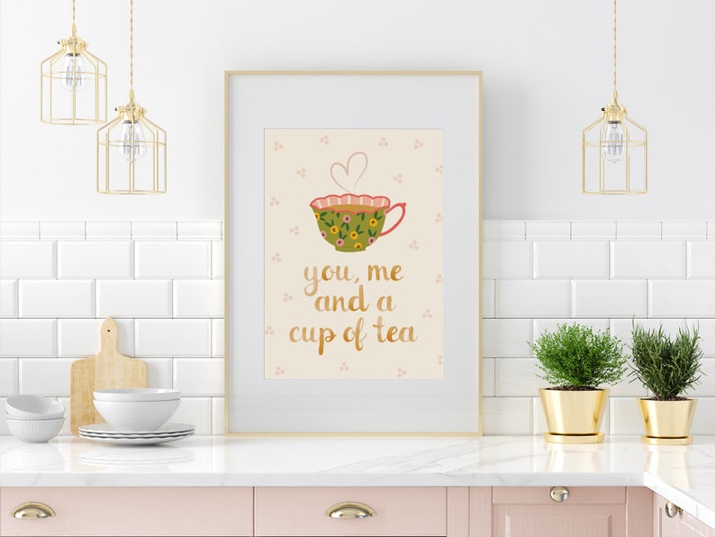 PRINTABLE You, Me & a Cup of Tea Print Tea Art Print Kitchen Prints Cottagecore Decor Grandma Core Art Kitchen Wall Art Tea Art image 9