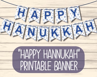 Happy Hanukkah Banner | Printable Hanukkah Bunting | Printable Happy Hanukkah Garland | Printable Hanukkah Decorations | Chanukah Decor