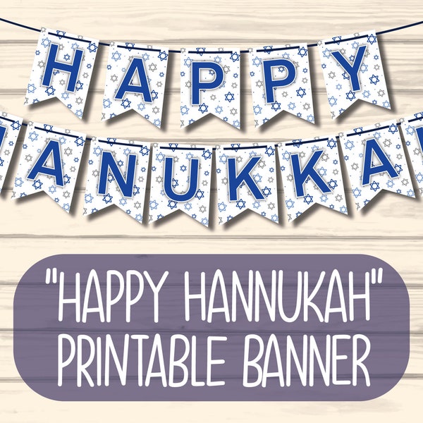 Happy Hanukkah Banner | Printable Hanukkah Bunting | Printable Happy Hanukkah Garland | Printable Hanukkah Decorations | Chanukah Decor