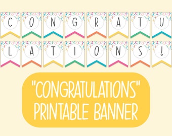 Printable Congratulations Banner | Congratulations Bunting | Pennants | Printable | Digital Download | Congratulations Party Decorations