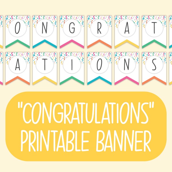 Printable Congratulations Banner | Congratulations Bunting | Pennants | Printable | Digital Download | Congratulations Party Decorations