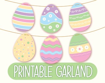 Printable Easter Egg Garland | Printable Easter Egg Banner | Printable Easter Bunting | Easter Home Decor | Easter Egg Decorations | Spring