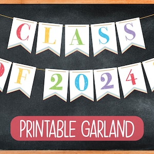 Printable Class of 2024 Banner | Kindergarten Graduation 2024 Banner | Graduation Party Decorations | 2024 Elementary School Graduation Sign