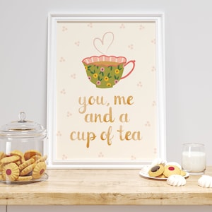 PRINTABLE You, Me & a Cup of Tea Print Tea Art Print Kitchen Prints Cottagecore Decor Grandma Core Art Kitchen Wall Art Tea Art image 4