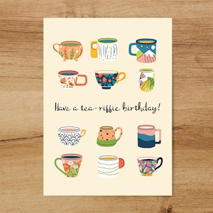 carte d’anniversaire de thé | « Avoir un anniversaire de thé riffic » | Carte d’anniversaire pour les amateurs de thé | | cadeau Tea Lover Boîte d’anniversaire de thé | Carte d’anniversaire rétro