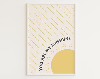 PRINTABLE Sunshine Print | Printable Nursery Wall Art | "You Are My Sunshine" | Baby Shower Gift | Gender Neutral Nursery Decor | Yellow