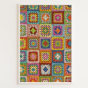 | d’impression d’art au crochet Affiche au crochet | Grand-mère Square Art | Cadeau pour crocheter | Grandma Square | murale | d’art mural rétro Impressions Craftroom