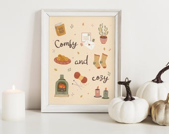 PRINTABLE Comfy and Cozy Print | Printable Autumn Wall Decor | Printable Fall Wall Art | Cozy Fall Decor | Hygge Art | Autumn Art | Scandi