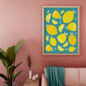 PRINTABLE Lemons Art Lemons Print Printable Summer Wall Decor Turquoise Kitchen Prints Bright Wall Prints Printable Blue Wall Art image 10