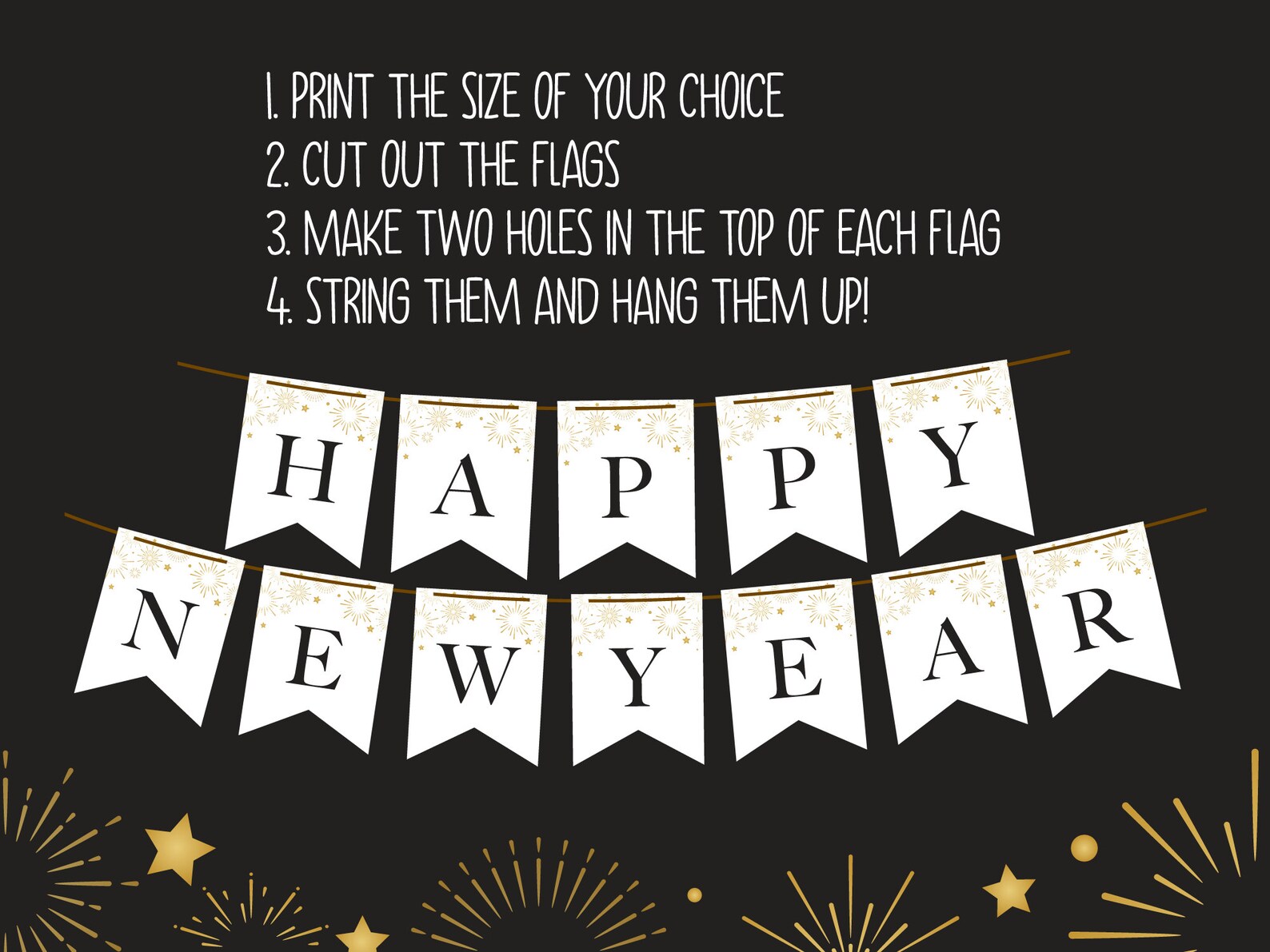 Printable Happy New Year Banner | Printable Happy New Year Bunting ...