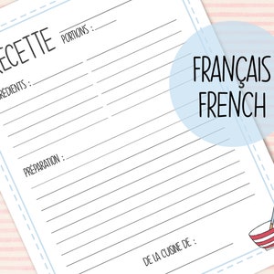 Pagina de recette imprimable | Feuille recette à imprimer | Formaten letter en A4 | Keukender | Patisserie | Organisatie keuken | Blauw