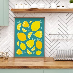 PRINTABLE Lemons Art Lemons Print Printable Summer Wall Decor Turquoise Kitchen Prints Bright Wall Prints Printable Blue Wall Art image 7