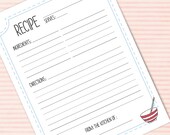 Printable Recipe Sheet | Letter Size | A4 | 8.5x11 | Baking | Cooking | Kitchen Organization | Blue