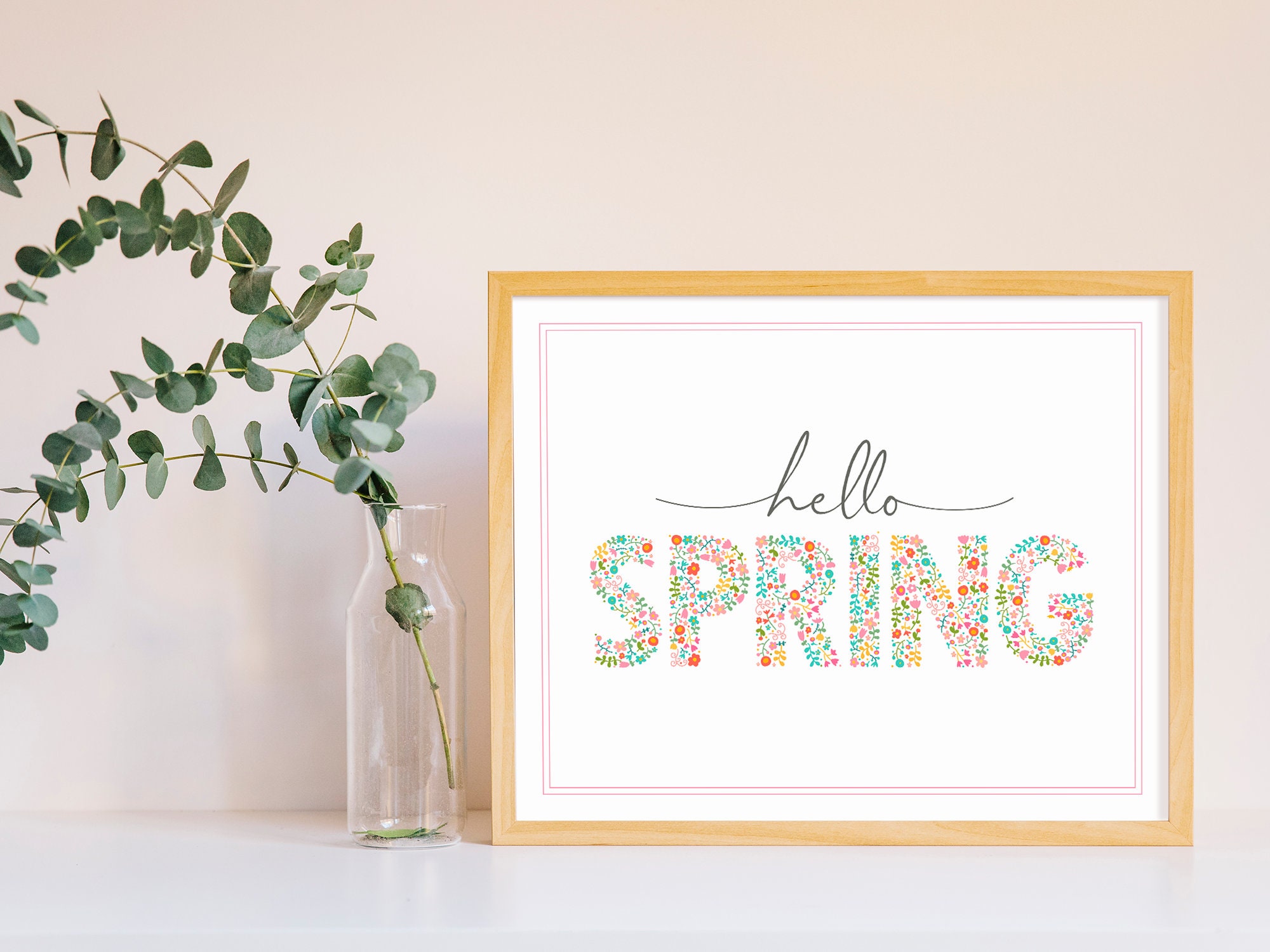 PRINTABLE Hello Spring Print | Printable Spring Wall Art | Floral ...