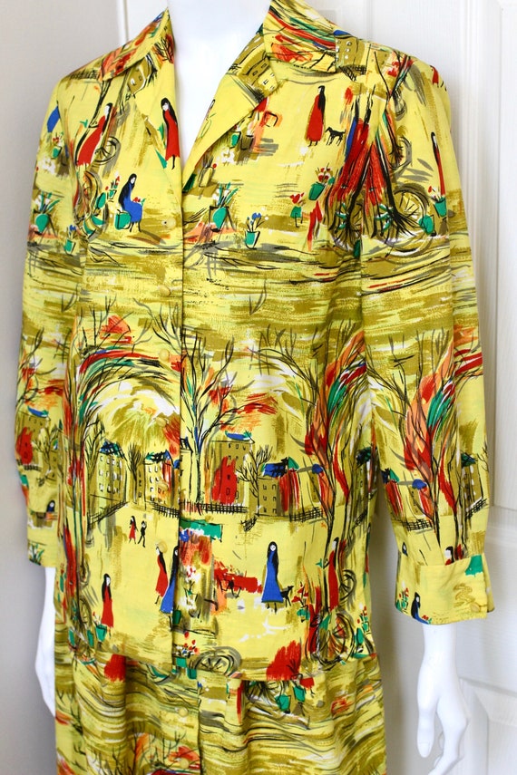 SAMBO FASHIONS yellow gorgeous print blouse skirt 