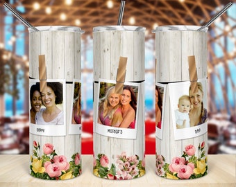 Personalized Picture Mother's Day Gift, 20 oz. skinny tumbler with straw, Mother's Day Tumbler