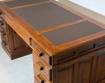 Escritorio ejecutivo antiguo de doble cara – Madera de olmo – 160 cm