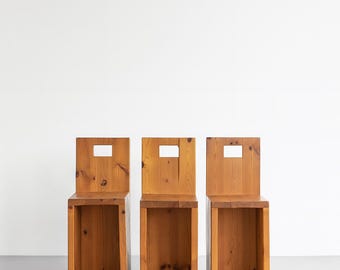 Conjunto de 3 taburetes de bar brutalistas, años 70