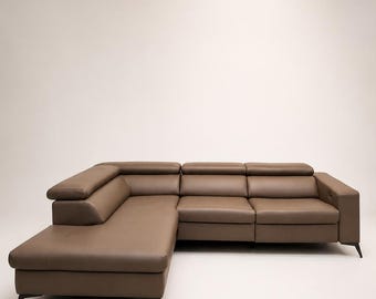 Gova Modular Leather Corner Sofa with Recliner Function