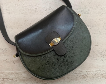 Bolso bandolera Christian Dior de piel bicolor – Verde y negro