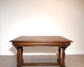 Antique Oak Draw-Leaf Dining Table/Desk
