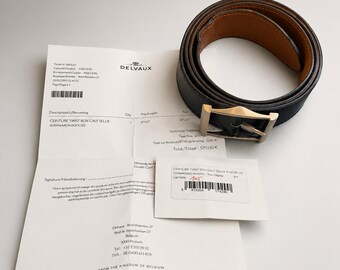 Delvaux Ceinture Twist Box Calf Sellier Belt Size 105 – Black Leather – With Certificate & Receipt