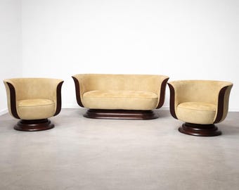 Conjunto de sofás Tulip de estilo Art Déco – 2 sillones y sofá de dos plazas – Hotel Le Malandre