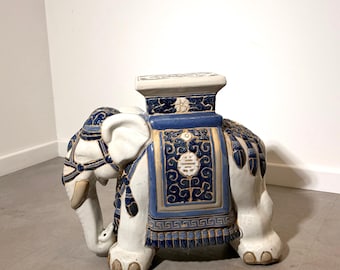 Ceramic Elephant Garden Stool