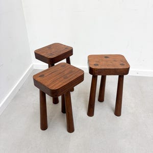 Brutalist Stool in Solid Elm Wood