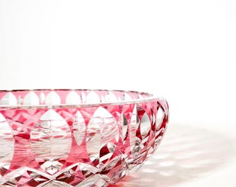 Bol de cristal tallado Val Saint Lambert – Revestimiento de rubí
