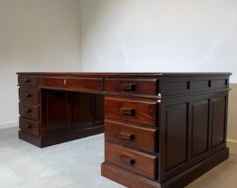 Escritorio ejecutivo antiguo de caoba de doble cara – 200 cm