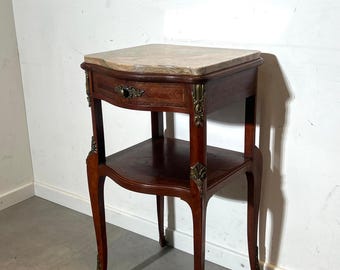 Antique French Louis XV Style Marble Top Side Table