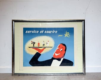 Original Expo 58 Poster “Service et Sourire” by M. Leclercq (1958)