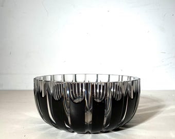 Bol de cristal tallado Val Saint Lambert – Negro ahumado