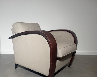 Bench Art Deco Lounge Chair – Sculptural Curved Wood Armchair