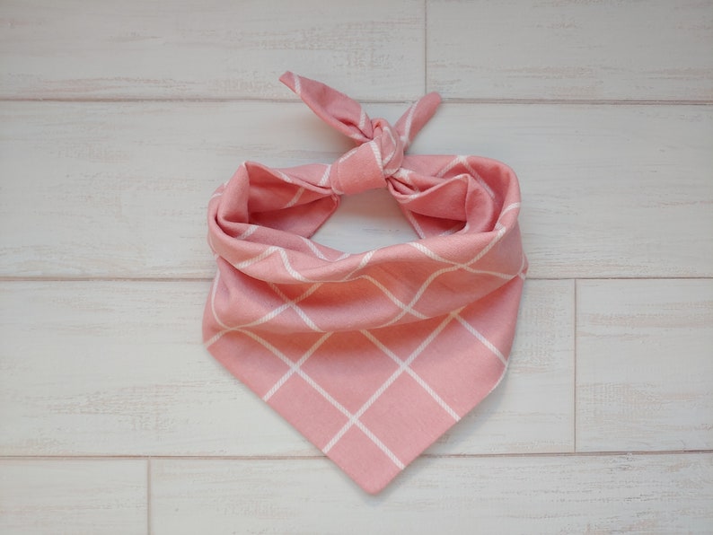 Pink Plaid Flannel Pet Bandana with Matching Scrunchie