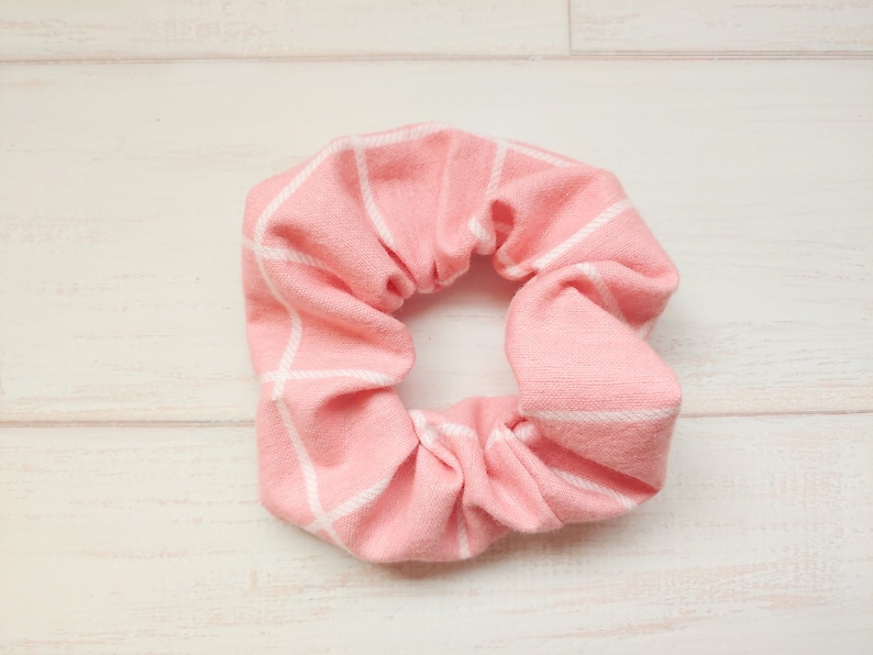 Pink Plaid Flannel Pet Bandana with Matching Scrunchie