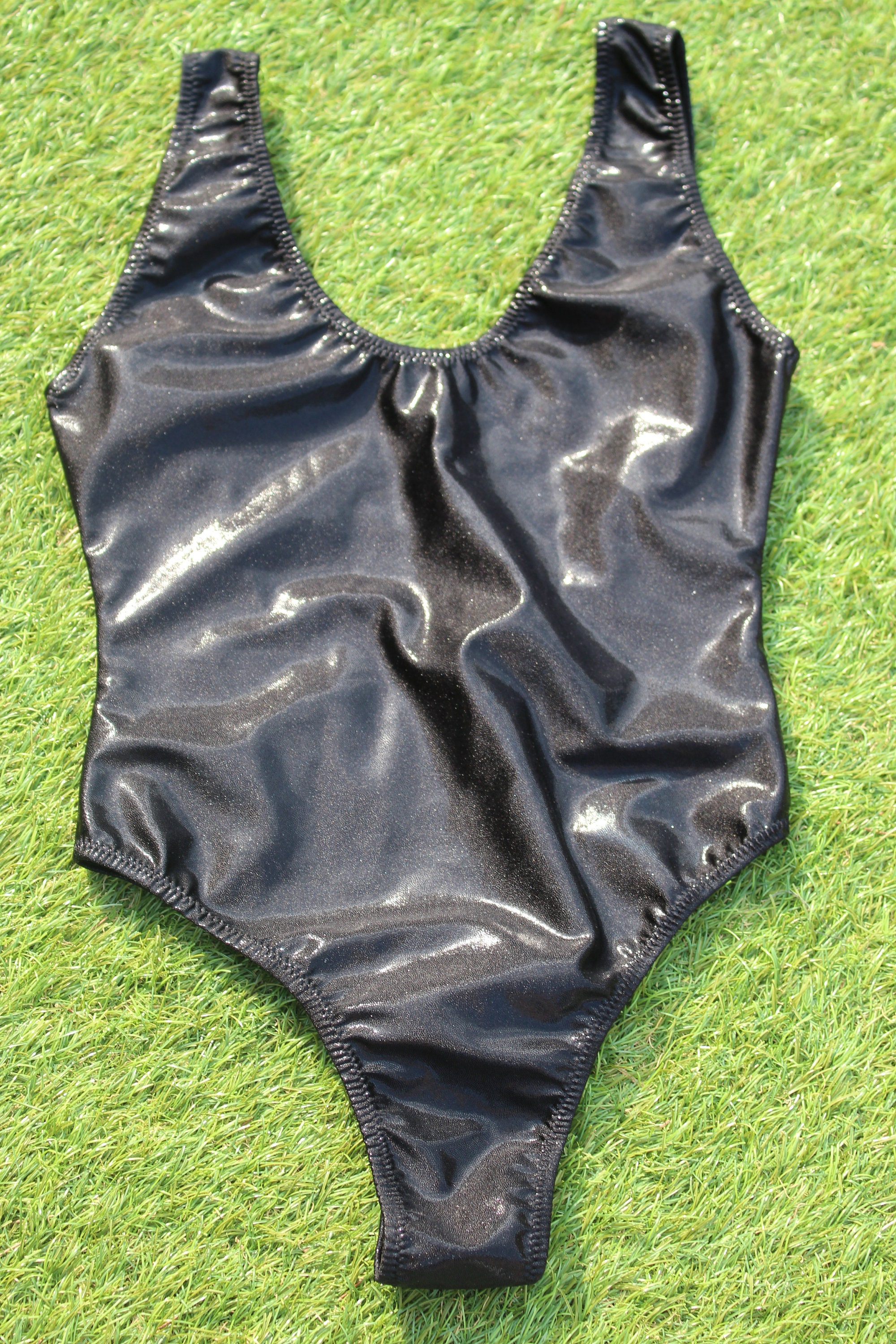 Gunmetal mirror metallic plunge swimsuit sale