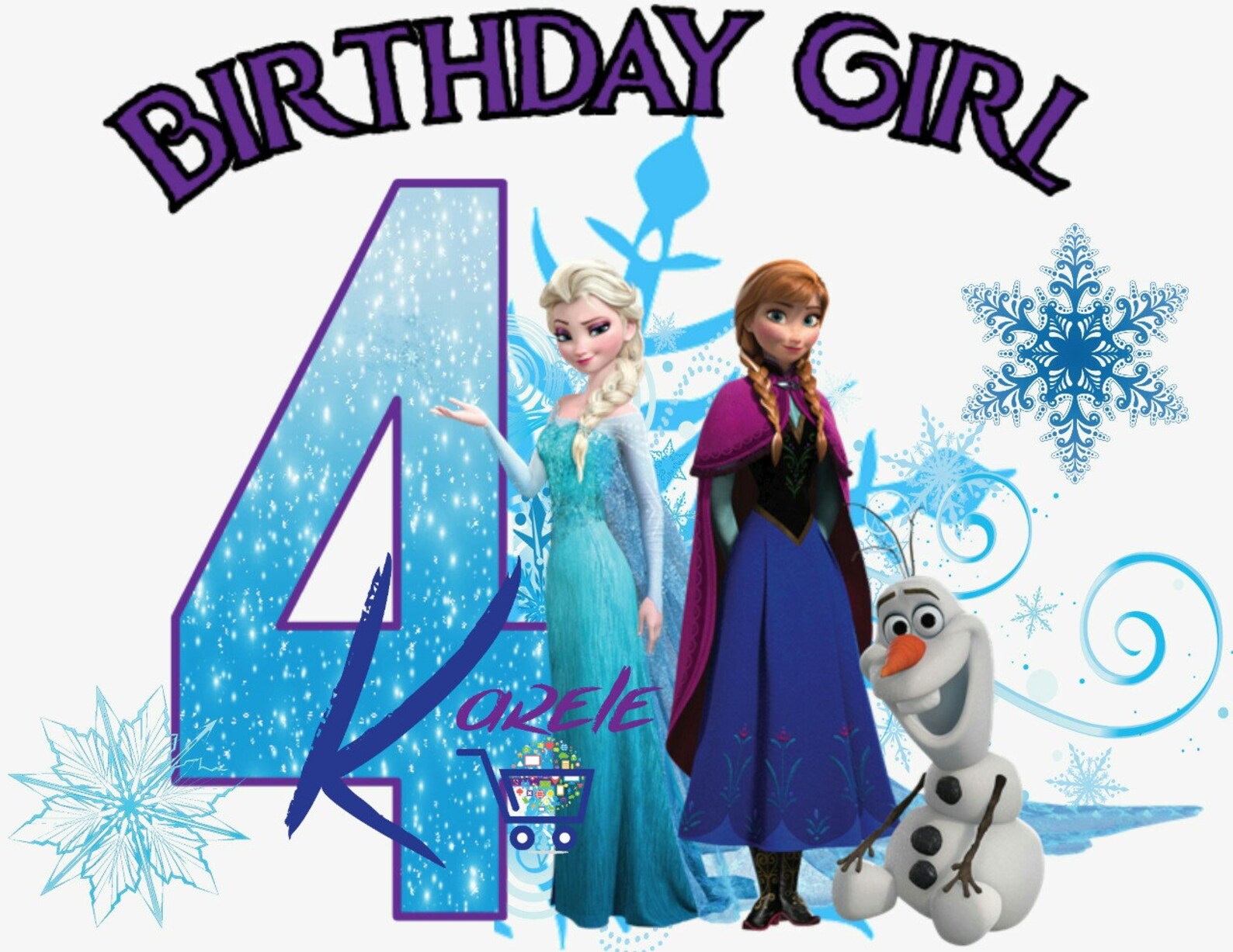 Frozen 4th Birthday Digital file. PNG No name | Etsy