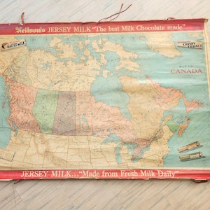 Mappa della scuola di cioccolato al latte Neilson Jersey vintage 1954 del Canada