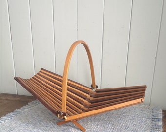 Vintage Large Bohemian Collapsible Bowl Intricate Hand Carved Details Boho Basket Wooden Fruit Snack Display Rustic Wood Trinket Holder